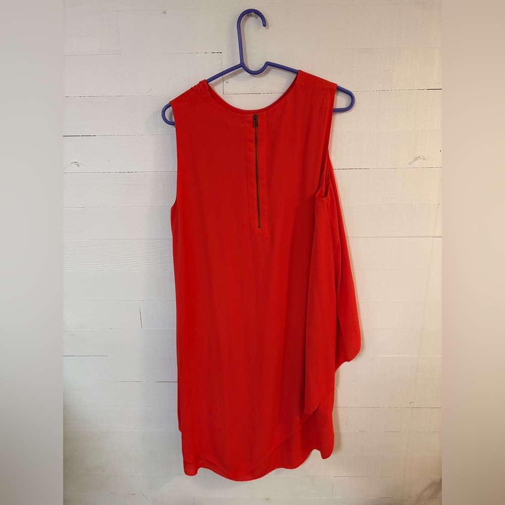 BCBGMAXAZRIA Red Layered Sleeveless Dress Size Large Back Zip Shift - Picture 3 of 7